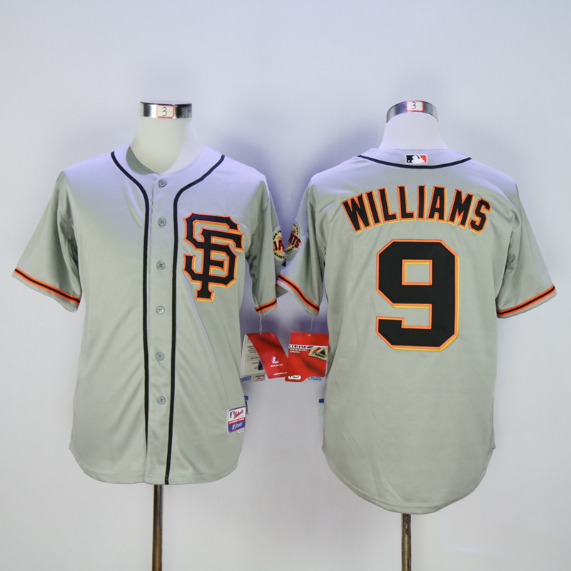 Men San Francisco Giants #9 Williams Grey Throwback MLB Jerseys->san francisco giants->MLB Jersey